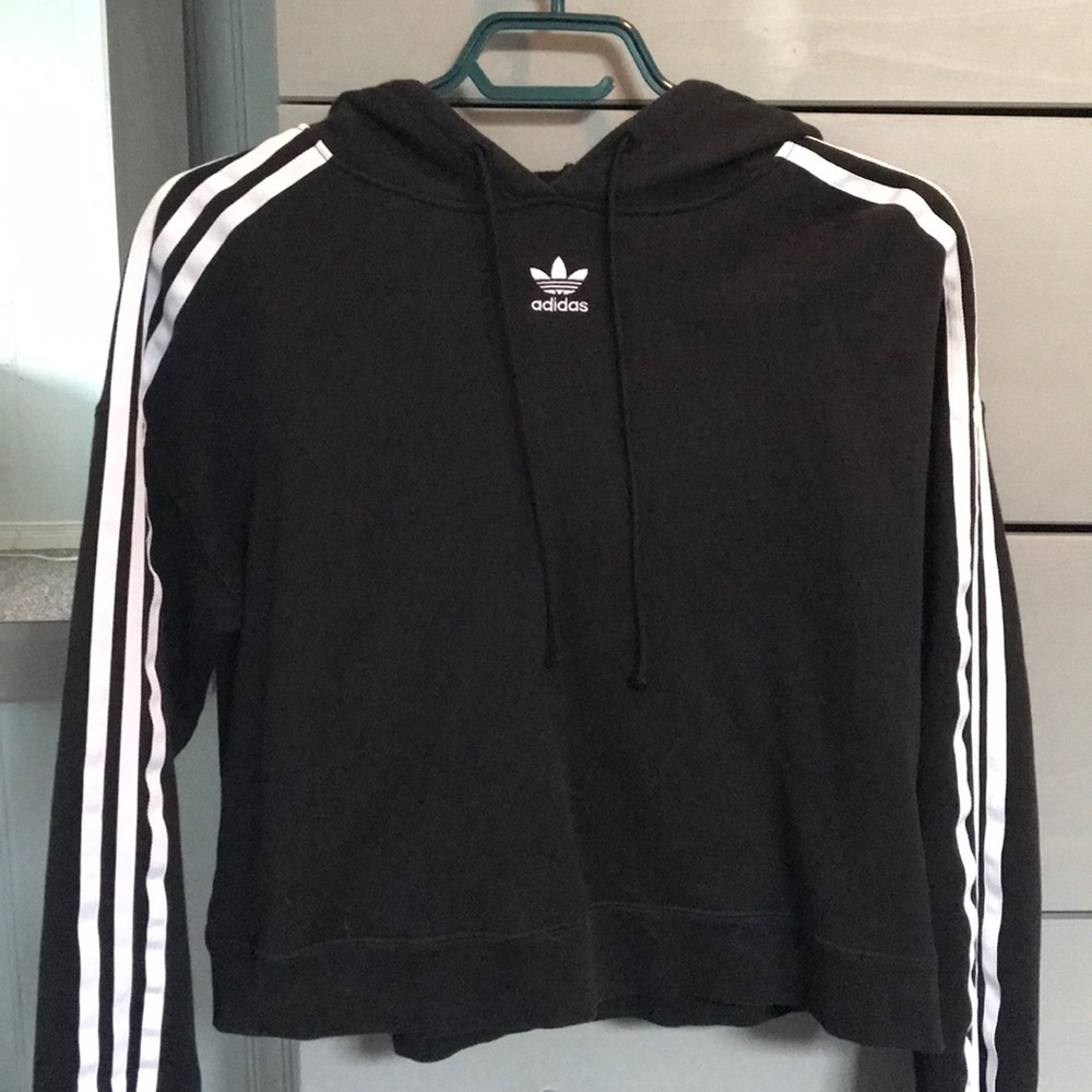 Adidas black cropped hoodie